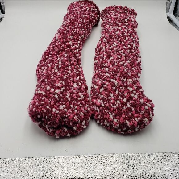 ANE & BLEECKER wine red pink insulated thermal pompom nonskid leg warmers socks - Picture 1 of 3
